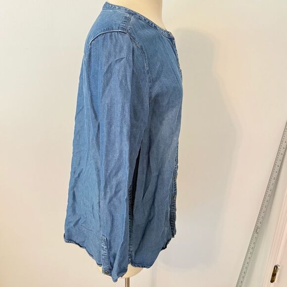 J Jill Denim Blue Chambray Button Front Long Sleeve Blouse Size Small - Picture 4 of 8
